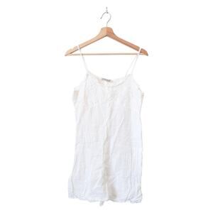 Valentina Naldi Italia Linen Mini Dress Crochet Embroidery S White Made in Italy